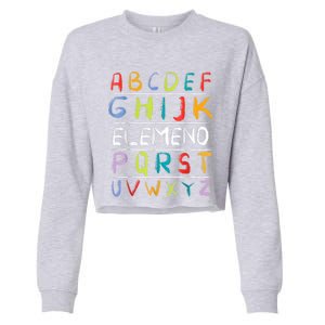 Alphabet Abcs Eleo Back To School Teacher Student Gift Cropped Pullover Crew