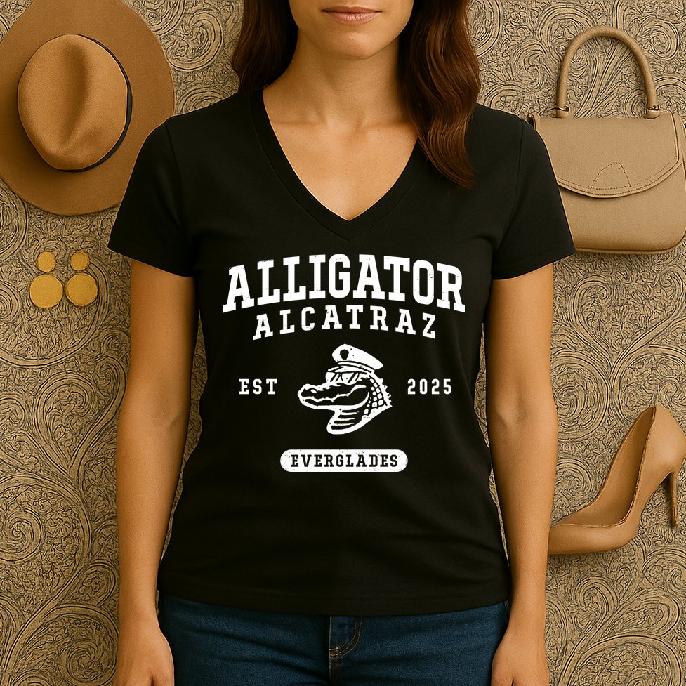 Alligator Alcatraz Everglades Est 2025 Women's V-Neck T-Shirt