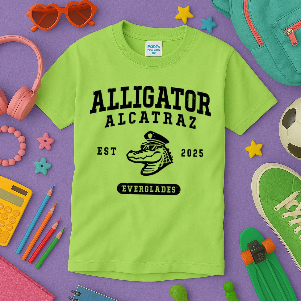 Alligator Alcatraz Everglades Est 2025 Kids T-Shirt