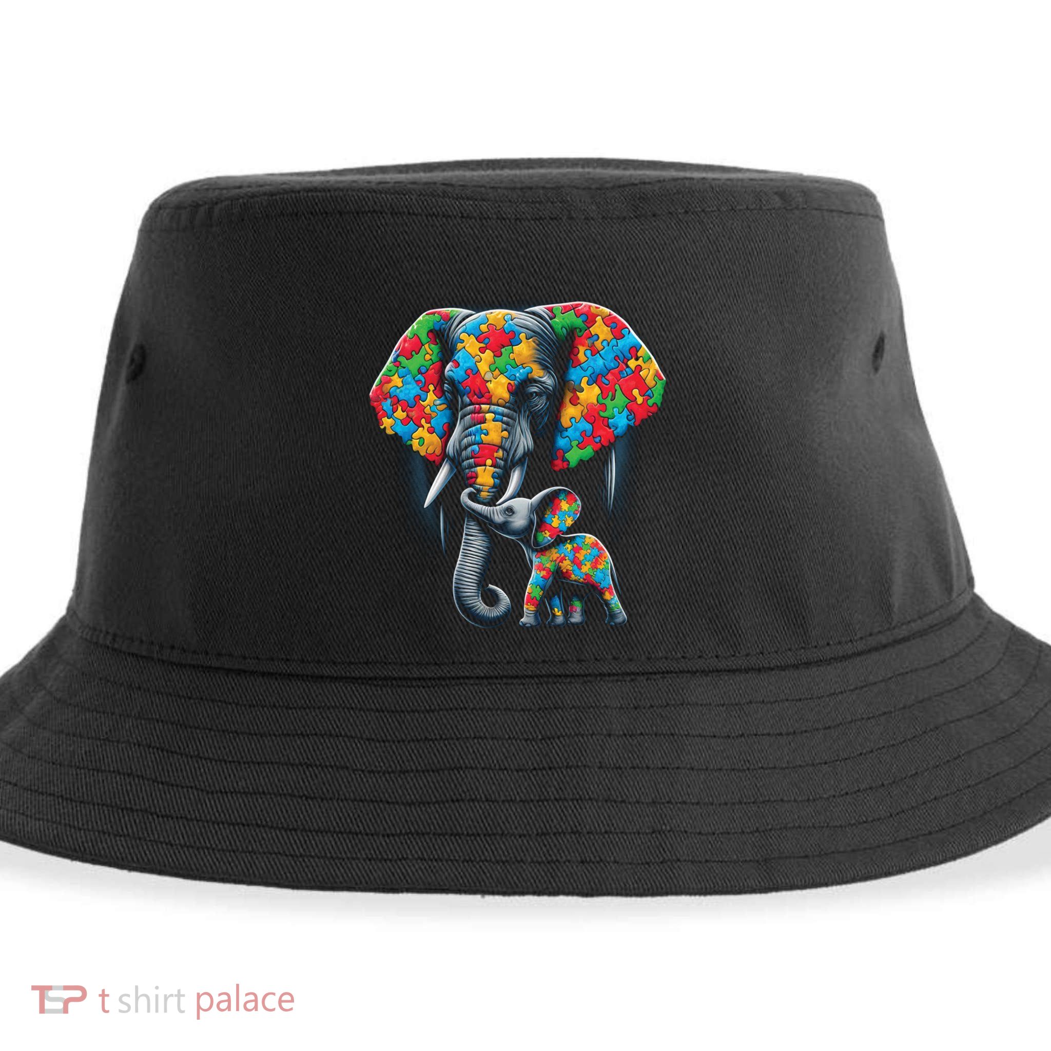 Autism Awareness Elephant Puzzles Autism Mom Support Gift Sustainable Bucket Hat