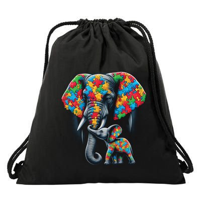Autism Awareness Elephant Puzzles Autism Mom Support Gift Drawstring Bag
