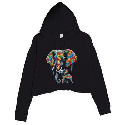 Autism Awareness Elephant Puzzles Autism Mom Support Gift Crop Fleece Hoodie