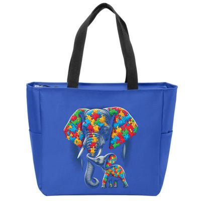 Autism Awareness Elephant Puzzles Autism Mom Support Gift Zip Tote Bag