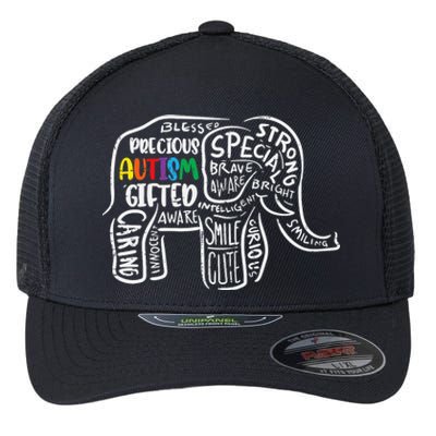 Autism Awareness Elephant Acceptance Autistic Flexfit Unipanel Trucker Cap