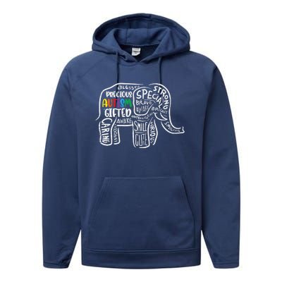 Autism Awareness Elephant Acceptance Autistic Performance Fleece Hoodie