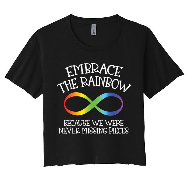 Autism Awareness Embrace The Rainbow Infinity Anti Puzzle Gift Women's Crop Top Tee