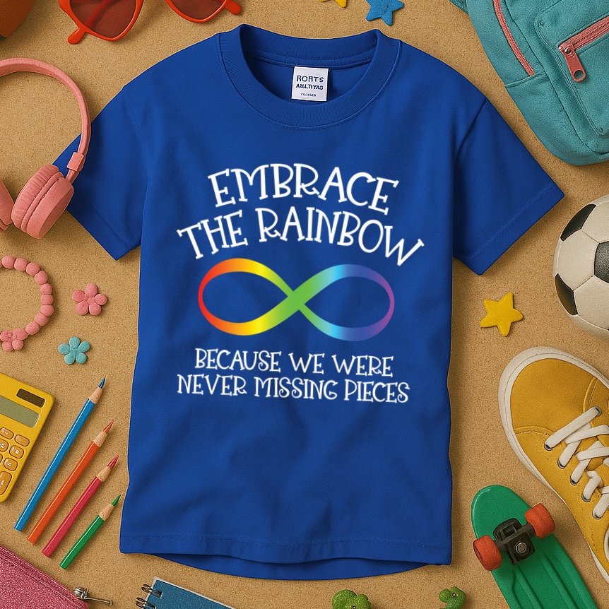 Autism Awareness Embrace The Rainbow Infinity Anti Puzzle Gift Kids T-Shirt