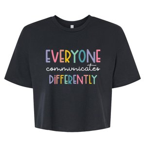 Autism Awareness Everyone Communicates Differently Bella+Canvas Jersey Crop Tee