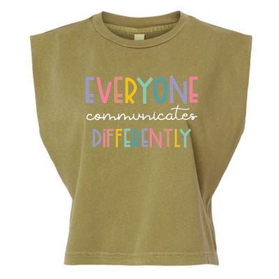 Autism Awareness Everyone Communicates Differently Garment-Dyed Women's Muscle Tee