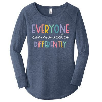 Autism Awareness Everyone Communicates Differently Women's Perfect Tri Tunic Long Sleeve Shirt