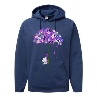 Alzheimer Awareness Elephant I Will Remember For You Supporter Alzheimer Performance Fleece Hoodie