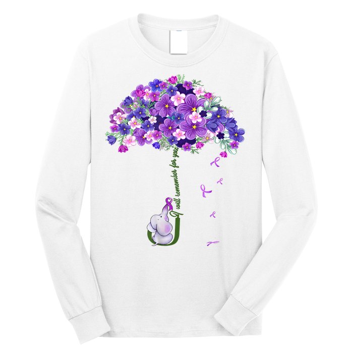 Alzheimer Awareness Elephant I Will Remember For You Supporter Alzheimer Long Sleeve Shirt