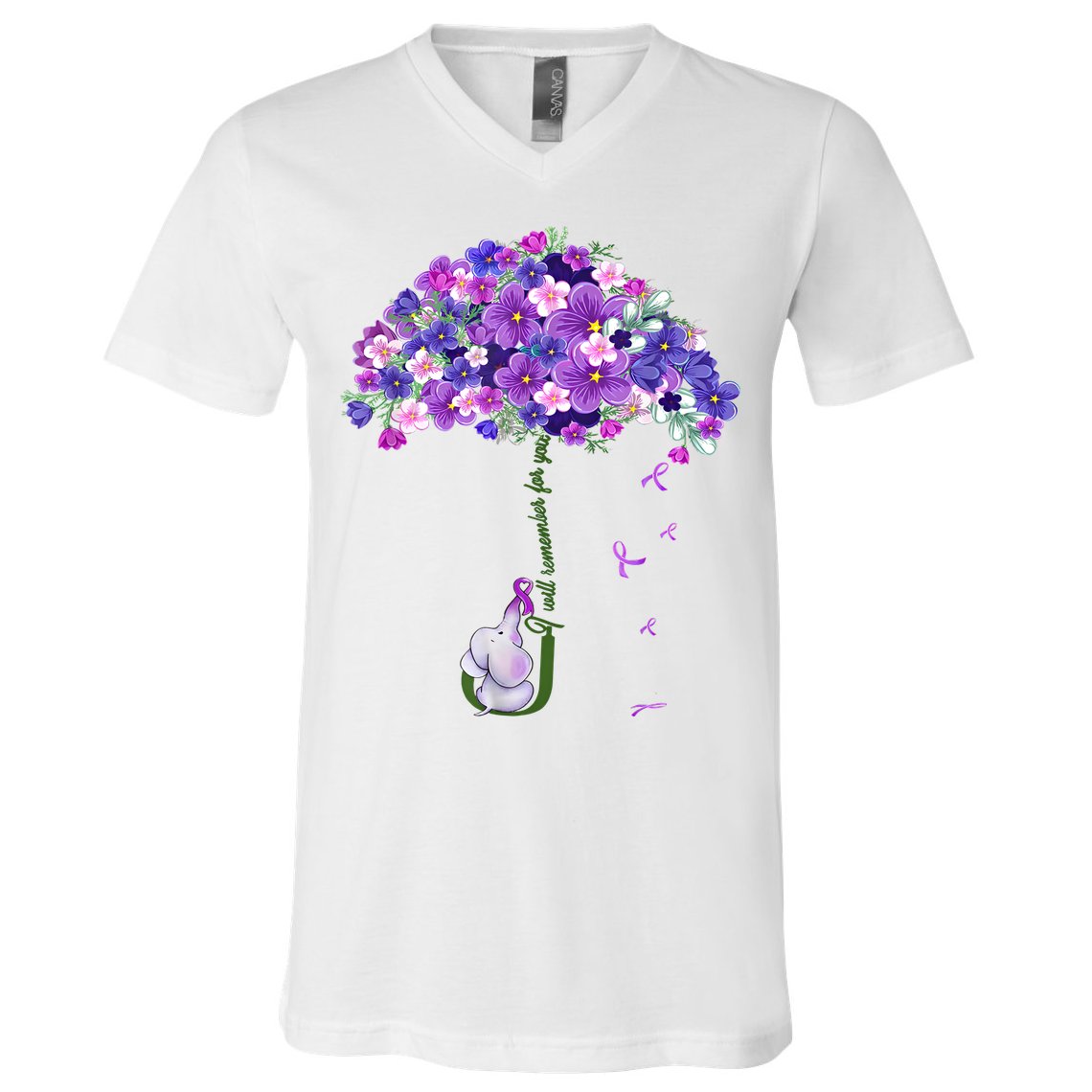 Alzheimer Awareness Elephant I Will Remember For You Supporter Alzheimer V-Neck T-Shirt