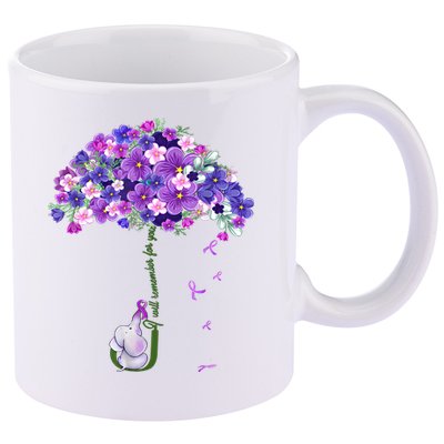 Alzheimer Awareness Elephant I Will Remember For You Supporter Alzheimer 11oz C Handle Ceramic Mug