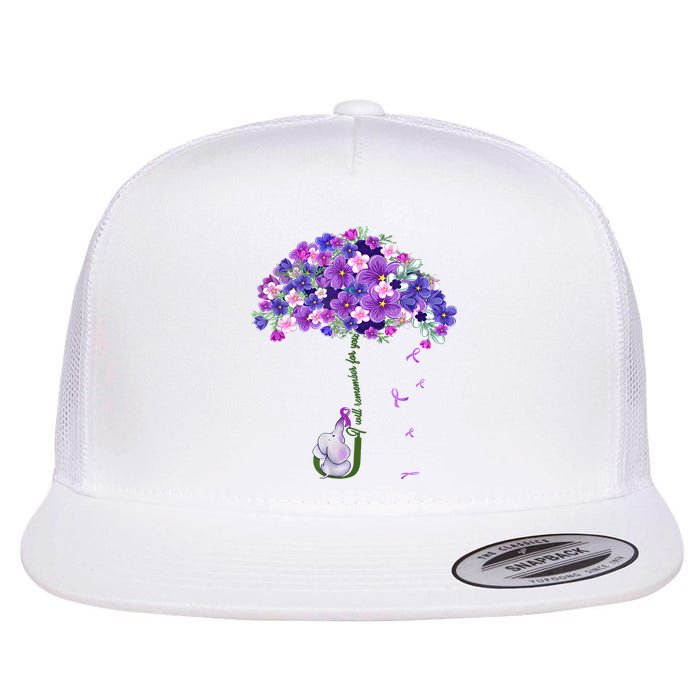 Alzheimer Awareness Elephant I Will Remember For You Supporter Alzheimer Flat Bill Trucker Hat