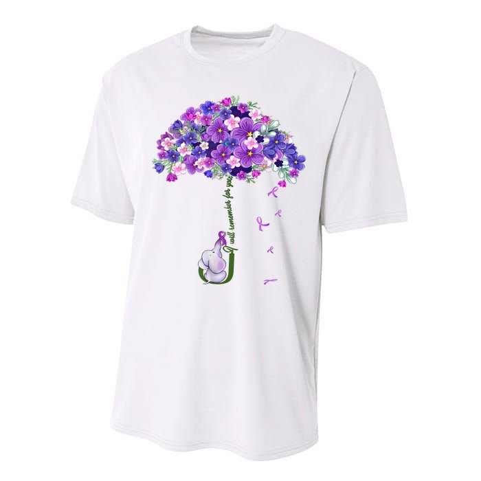 Alzheimer Awareness Elephant I Will Remember For You Supporter Alzheimer Performance Sprint T-Shirt