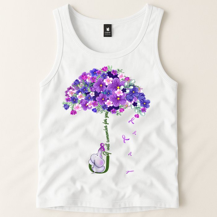 Alzheimer Awareness Elephant I Will Remember For You Supporter Alzheimer Tank Top