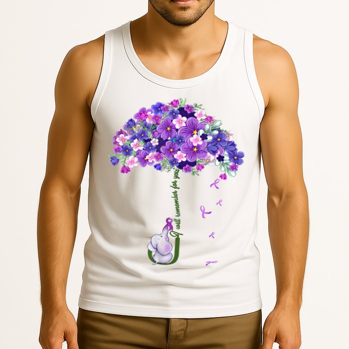Alzheimer Awareness Elephant I Will Remember For You Supporter Alzheimer Tank Top
