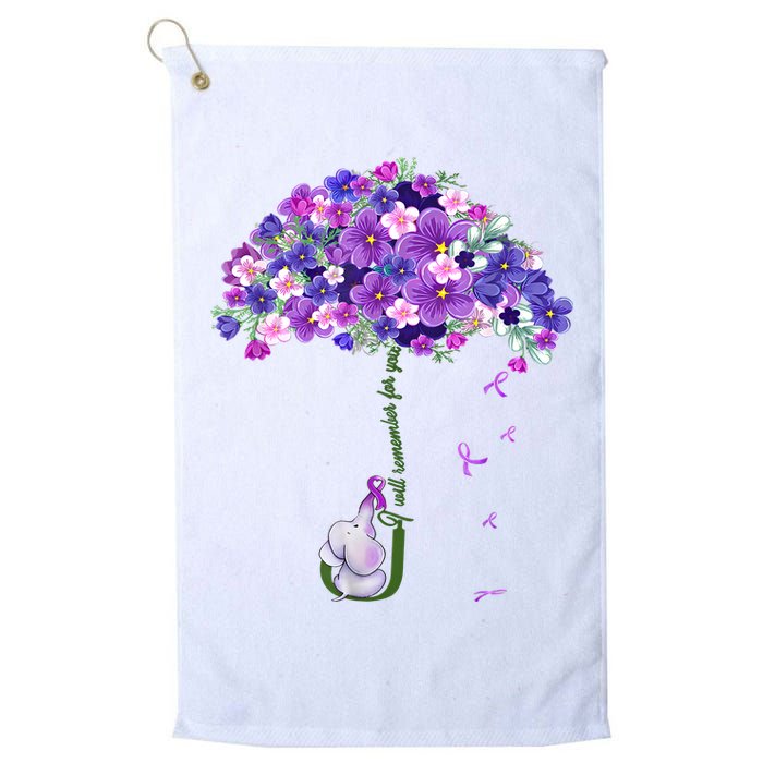 Alzheimer Awareness Elephant I Will Remember For You Supporter Alzheimer Golf Towel