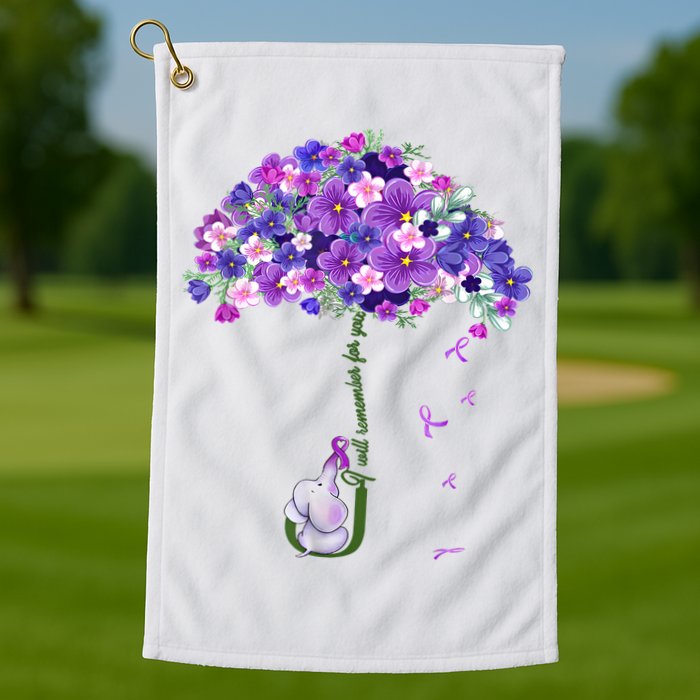 Alzheimer Awareness Elephant I Will Remember For You Supporter Alzheimer Golf Towel