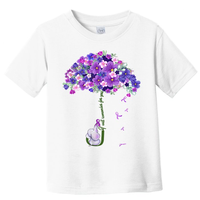 Alzheimer Awareness Elephant I Will Remember For You Supporter Alzheimer Toddler T-Shirt