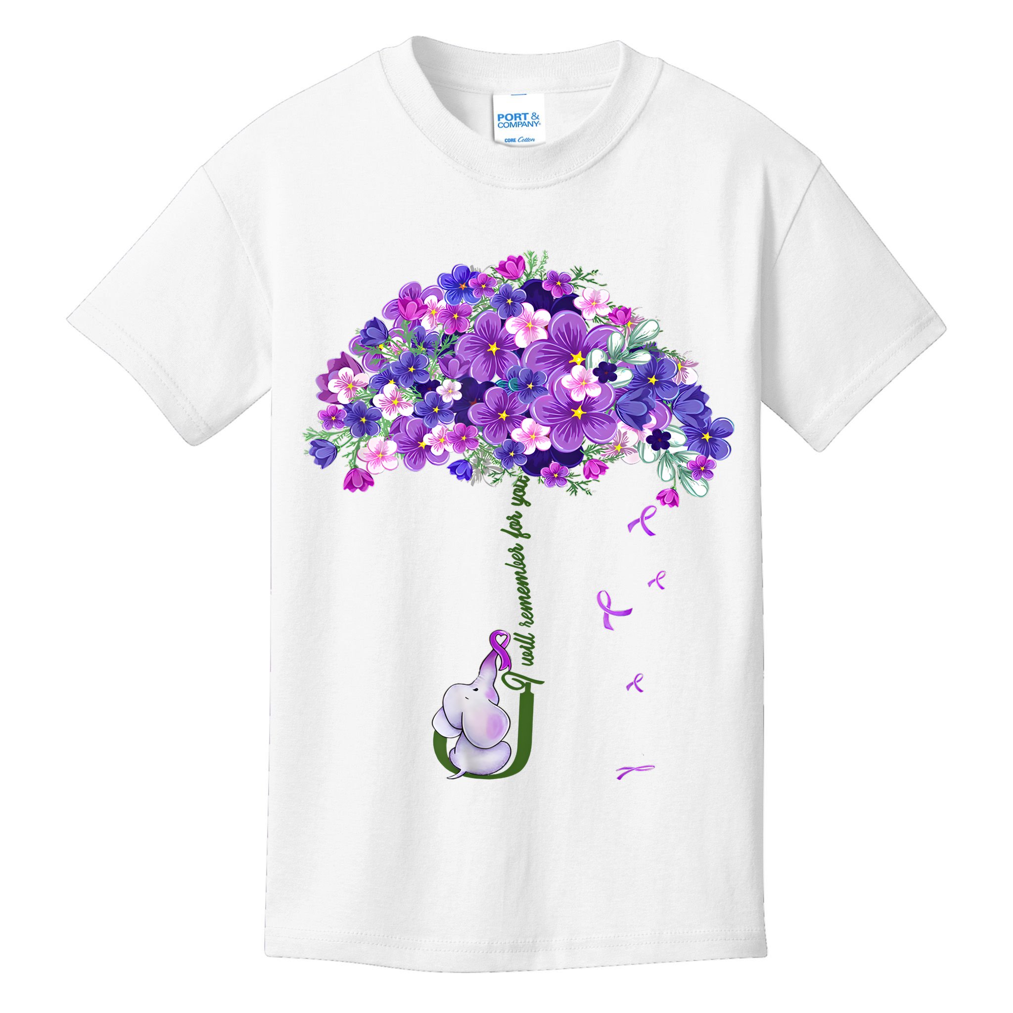 Alzheimer Awareness Elephant I Will Remember For You Supporter Alzheimer Kids T-Shirt