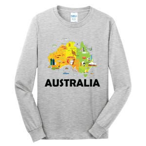 Australia Australian Elements Fun Map Ocenia Tall Long Sleeve T-Shirt