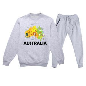 Australia Australian Elements Fun Map Ocenia Premium Crewneck Sweatsuit Set