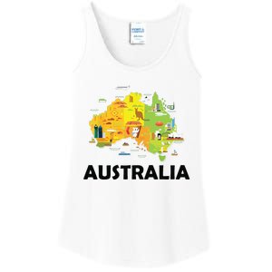 Australia Australian Elements Fun Map Ocenia Ladies Essential Tank