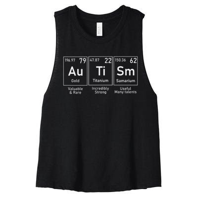 Autism Awareness Elements Graphic Women's Racerback Cropped Tank