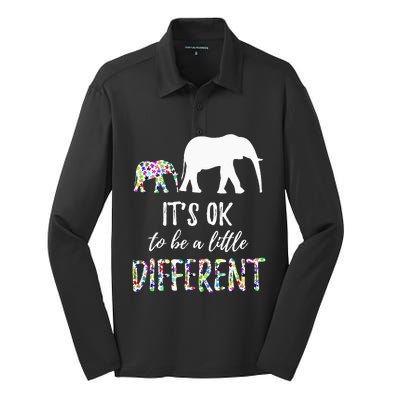 Autism Awareness Elephant It's OK To Be Different Silk Touch Performance Long Sleeve Polo