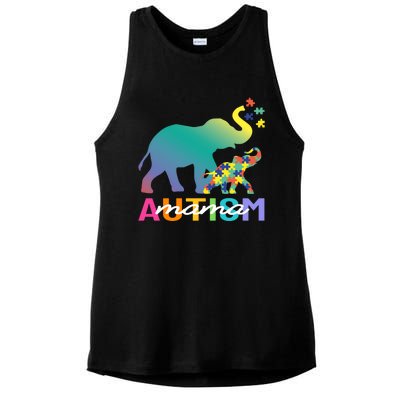 Autism Awareness Elephant Autism Mom Gift Ladies PosiCharge Tri-Blend Wicking Tank