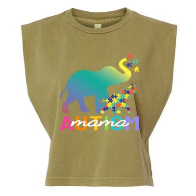 Autism Awareness Elephant Autism Mom Gift Garment-Dyed Women's Muscle Tee