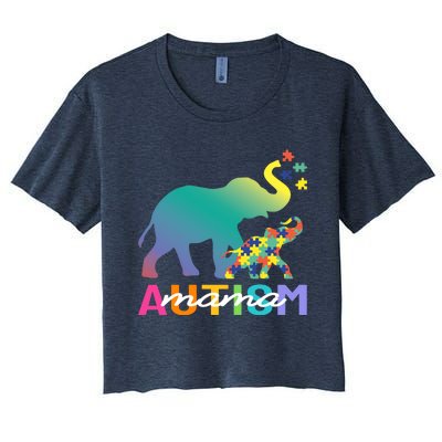 Autism Awareness Elephant Autism Mom Gift Women's Crop Top Tee