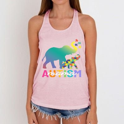 Autism Awareness Elephant Autism Mom Gift Women's Knotted Racerback Tank