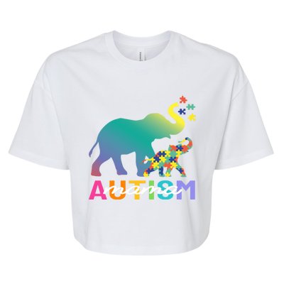 Autism Awareness Elephant Autism Mom Gift Bella+Canvas Jersey Crop Tee