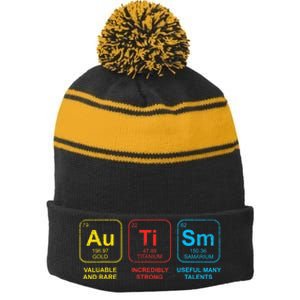 Autism Awareness Elements Periodic Table ASD Stripe Pom Pom Beanie