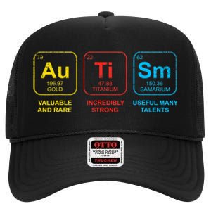 Autism Awareness Elements Periodic Table ASD High Crown Mesh Back Trucker Hat