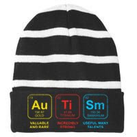 Autism Awareness Elements Periodic Table ASD Striped Beanie with Solid Band