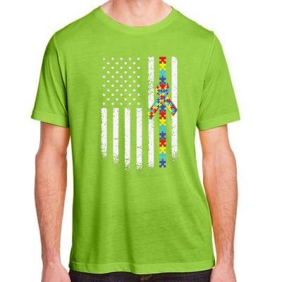 Autism American Flag Puzzle Autism Awareness Gift Adult ChromaSoft Performance T-Shirt