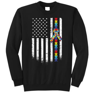 Autism American Flag Puzzle Autism Awareness Gift Sweatshirt