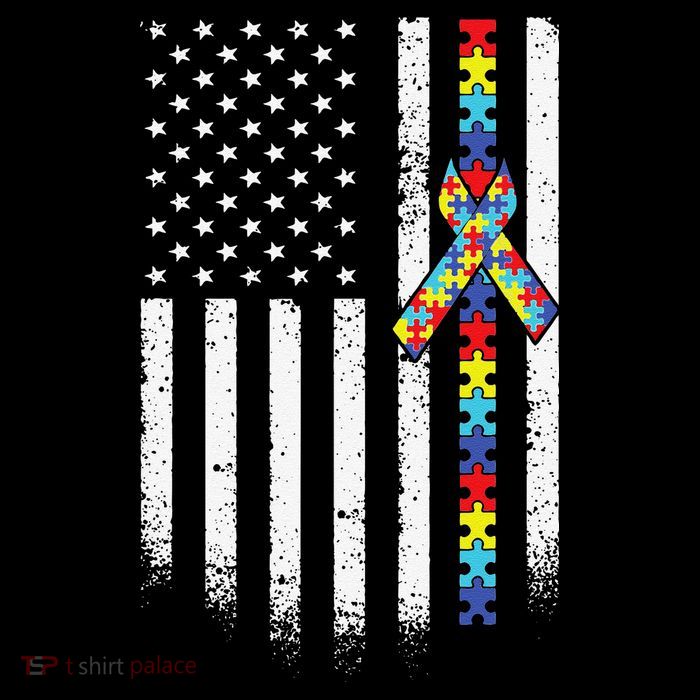 Autism American Flag Puzzle Autism Awareness Gift T-Shirt