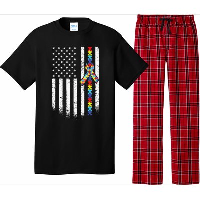 Autism American Flag Puzzle Autism Awareness Gift Pajama Set