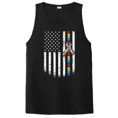 Autism American Flag Puzzle Autism Awareness Gift PosiCharge Competitor Tank