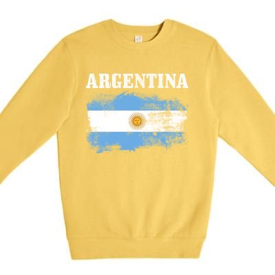 Argentina Argentinian Flag Vintage Argentine Pride Gift Premium Crewneck Sweatshirt