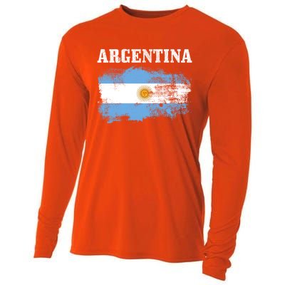 Argentina Argentinian Flag Vintage Argentine Pride Gift Cooling Performance Long Sleeve Crew