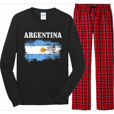 Argentina Argentinian Flag Vintage Argentine Pride Gift Long Sleeve Pajama Set