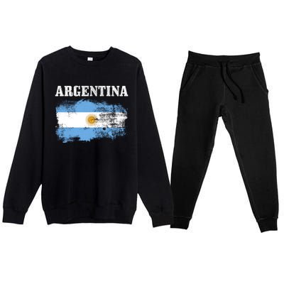 Argentina Argentinian Flag Vintage Argentine Pride Gift Premium Crewneck Sweatsuit Set