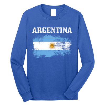 Argentina Argentinian Flag Vintage Argentine Pride Gift Long Sleeve Shirt