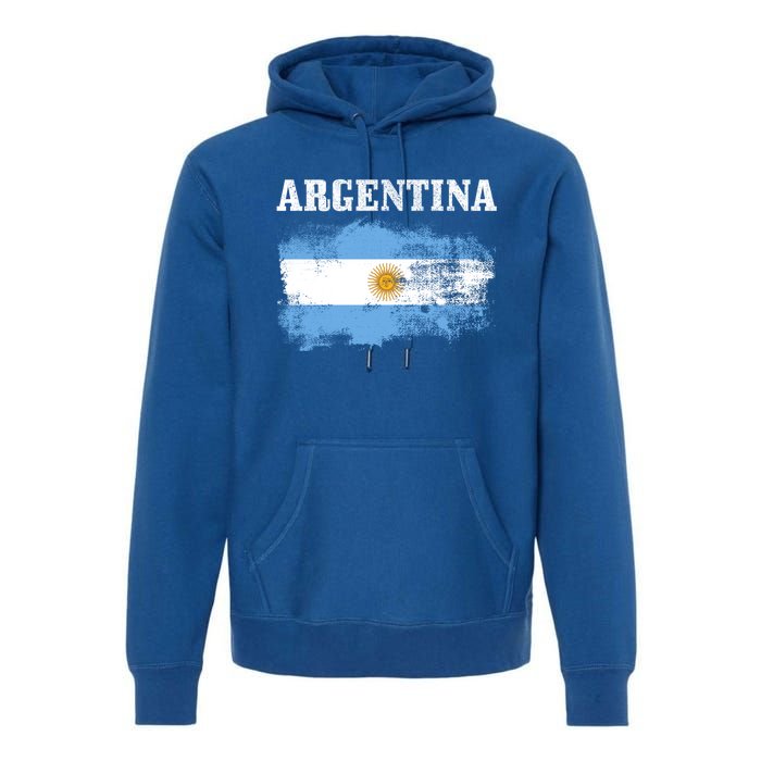 Argentina Argentinian Flag Vintage Argentine Pride Gift Premium Hoodie